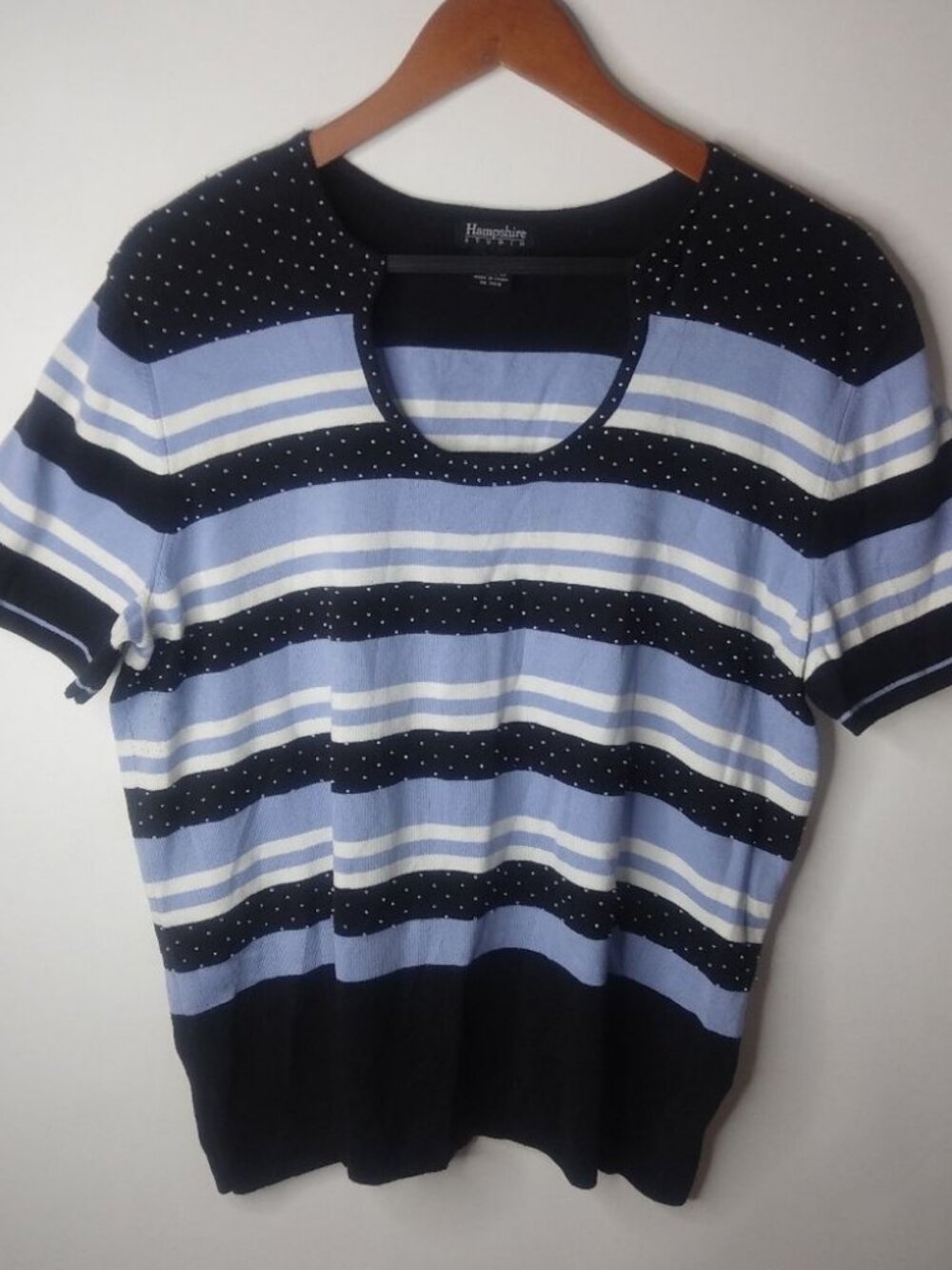 Hampshire Studio 1X Navy Stripe Sweater Plus